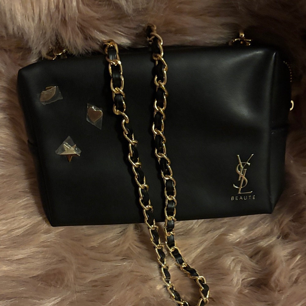 Yves Saint Laurent Black Crossbody Bag with Gold Chain